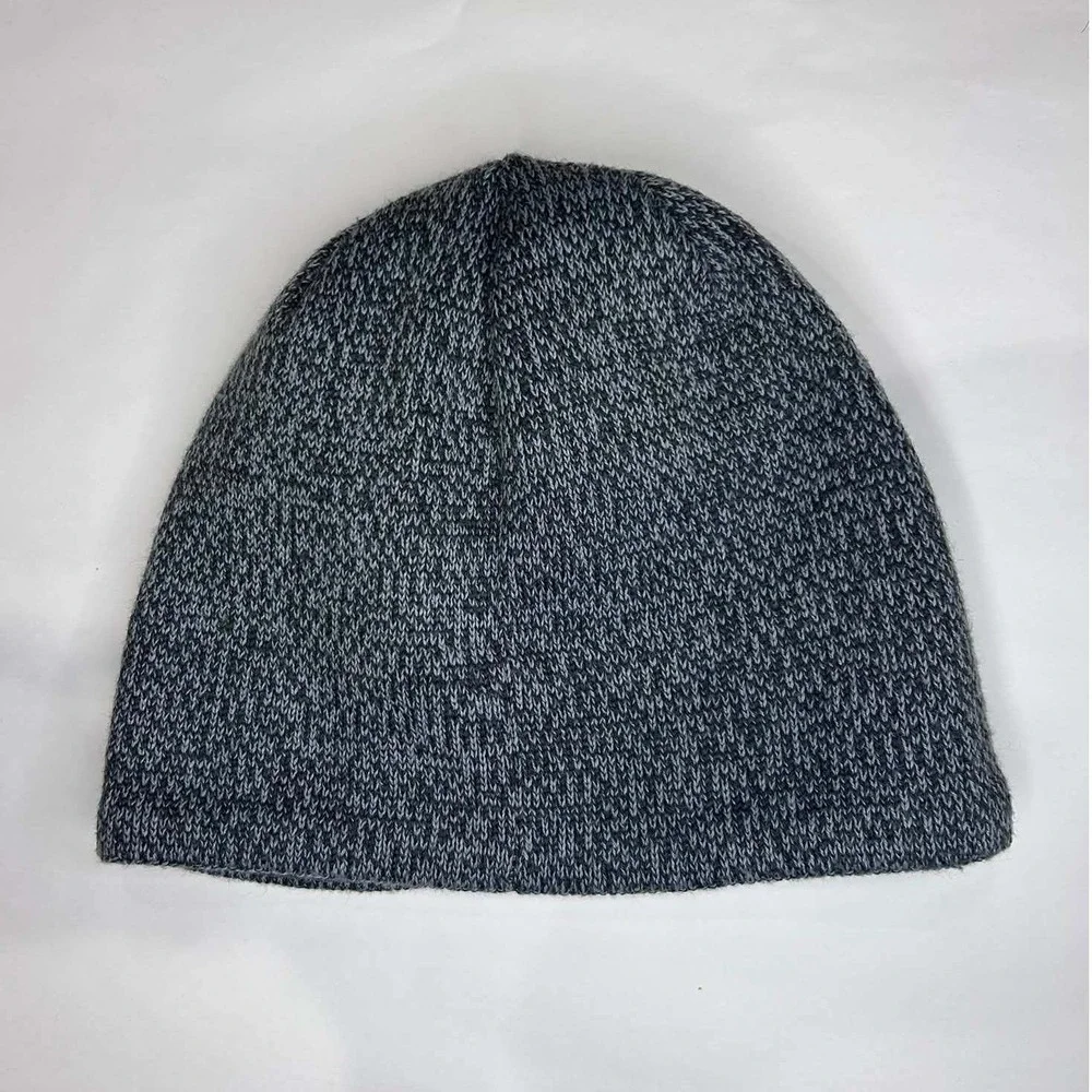 The North Face Bones Beanie Unisex OS Grey Black Excellent Fleece Lined Knit Hat